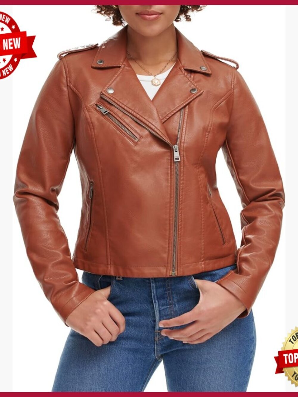 Faux Leather Moto Jacket Regular & Plus Size